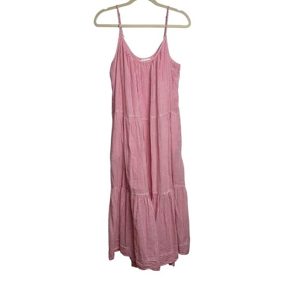 Xirena Pink White Striped Tiered Sundress Sz. M - Picture 1 of 6